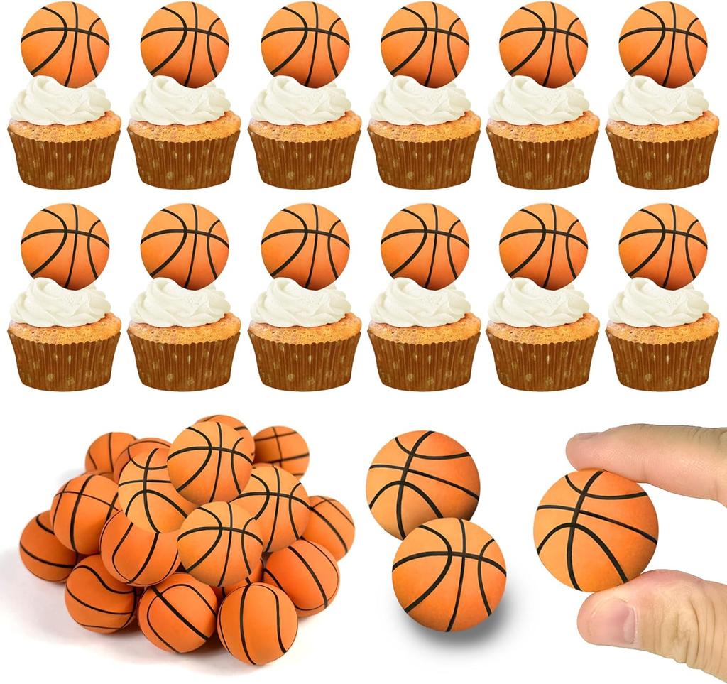 20pcs Basketball Cake Topper Mini Basketball Sports Theme Cupcake Toppers for Basketball Enthusiasts Birthday Party Sport Party
