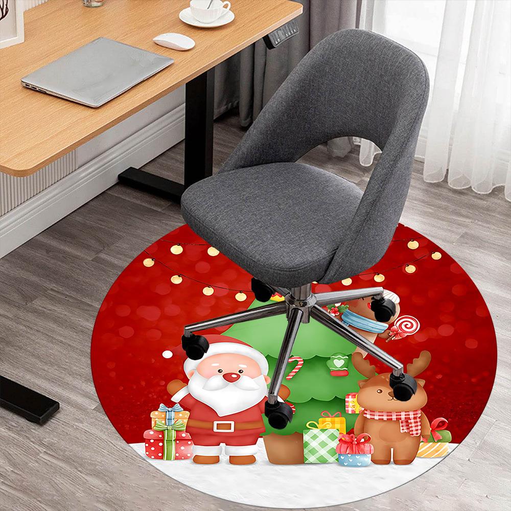 1pc Christmas tree Santa Claus Round Chair mat Area Rug - Non-Slip, Floor Mat for Office, Bedroom, and Indoor Decor c1125224