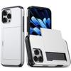 IPhone 16 Pro Max 14 11 12 13 15 Pro Max Mini Bumper Back Cover Push Pull Wallet Card Slot Solid Color Shockproof Phone Case