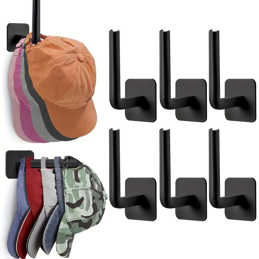 2/4/6Pcs Caps Holder Hat Rack For Baseball Caps Adhesive Hat Hooks For Wall Cap Hanger Storage No Drilling Hat Display Organizer