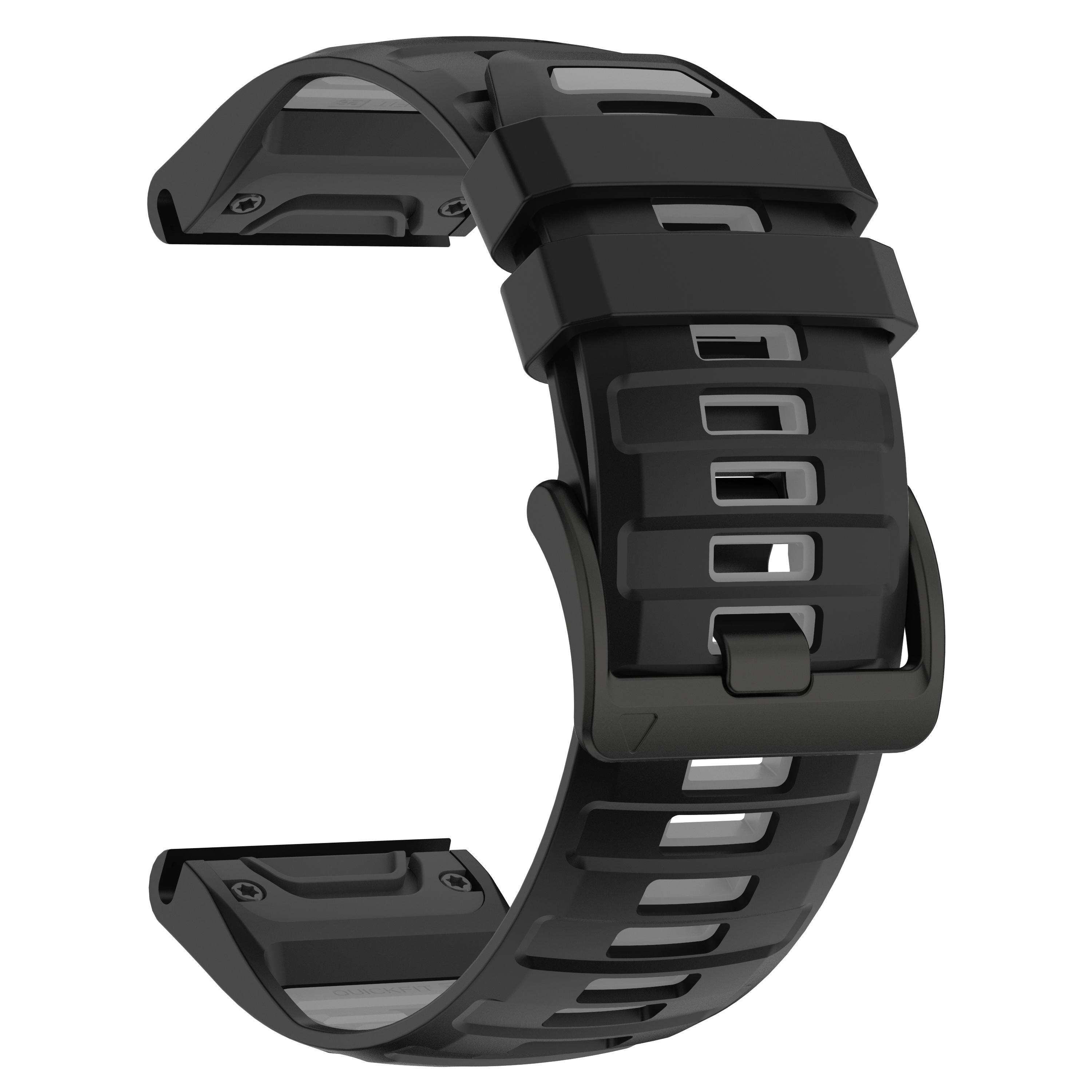 QuickFit 22mm/26mm Two-tone silicone band For Garmin Quatix 8 Pro 47mm 51mm/Tactix DELTA/D2 Mach 2/Instinct 3/Enduro Wrist Strap QuickFit 26mm черный серый