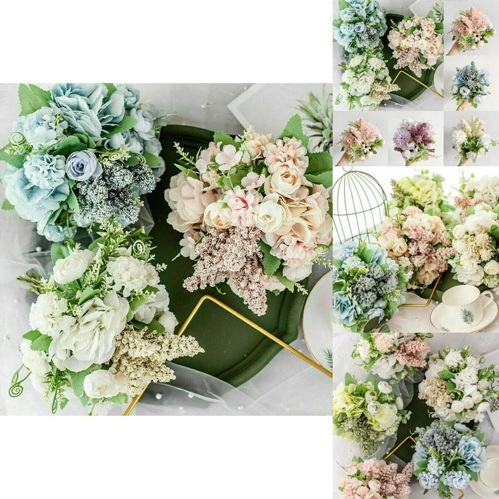 Elegant Real Touch Artificial Silk Flowers Bridal Wedding Bouquet For Home Party Decor