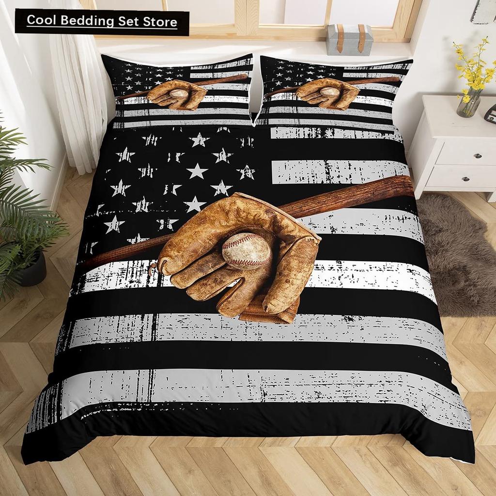 Comforter Baseball Game King Queen Ball Sports Theme Bedding Set Athlete Competitive Polyester Comforter