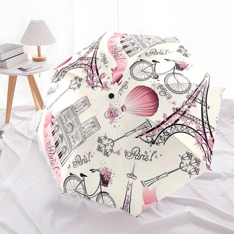 1pc Parisian Chic Folding Umbrella | Elegant Design, Fashionable Accessory, Durable Construction, Sturdy Ribs yy251107121