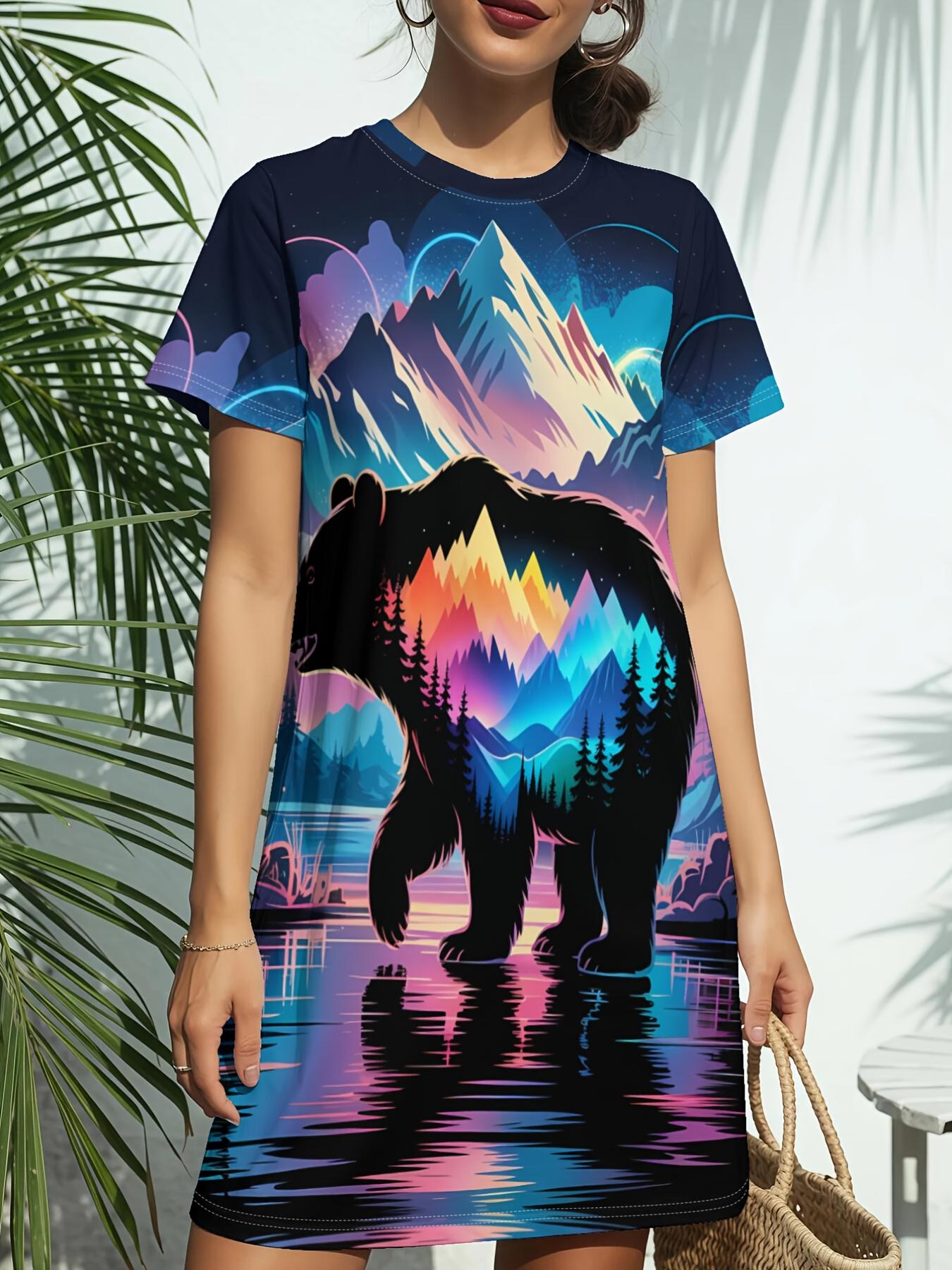 

Women s New Crew Neck Short Sleeve T-Shirt Dress. American Trend Digital Print. Casual ; Versatile for Spring and Summer. Elegant ; Chic Women s Dres 2XL дубильная кора