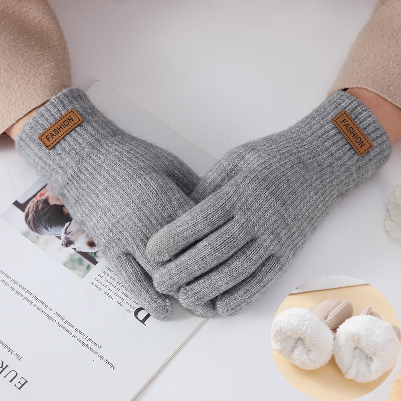 Gloves female winter schoolgirl riding cute velvet thickened touch screen cold winter warm gloves