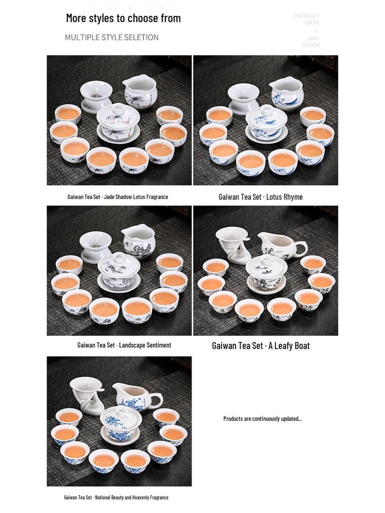 White Porcelain Kung Fu Tea Set with Blue and White Cups & Gaiwan - Ideal for Company Events and Promotional Gifts.