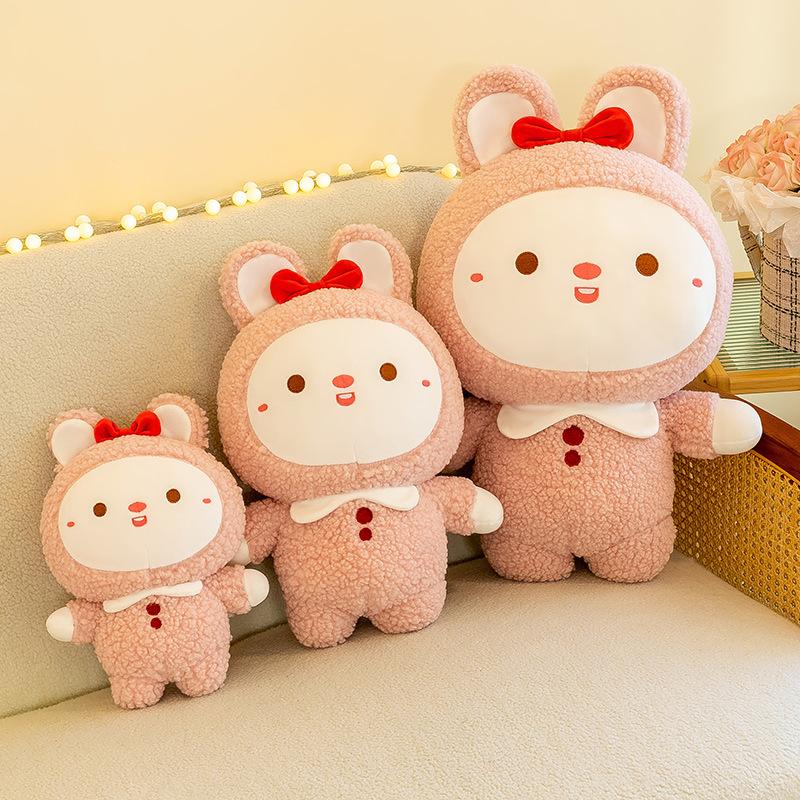 Cute Comforting Rabbit Doll Plush Toy Girl Cherry Blossom Rabbit Sleeping Pillow Children's Doll Sleeping with Rag Doll