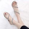 Women's Sandals Crystal Ladies Shoes For Party And Weddings No Heel Flat Rubber Flip-flops Silver Shoe On Offer Premium F