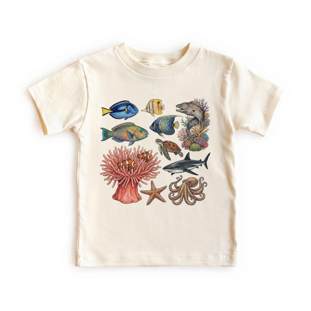 Reef Creatures Ocean Wildlife Field Guide Unisex Adult Youth T-Shirt