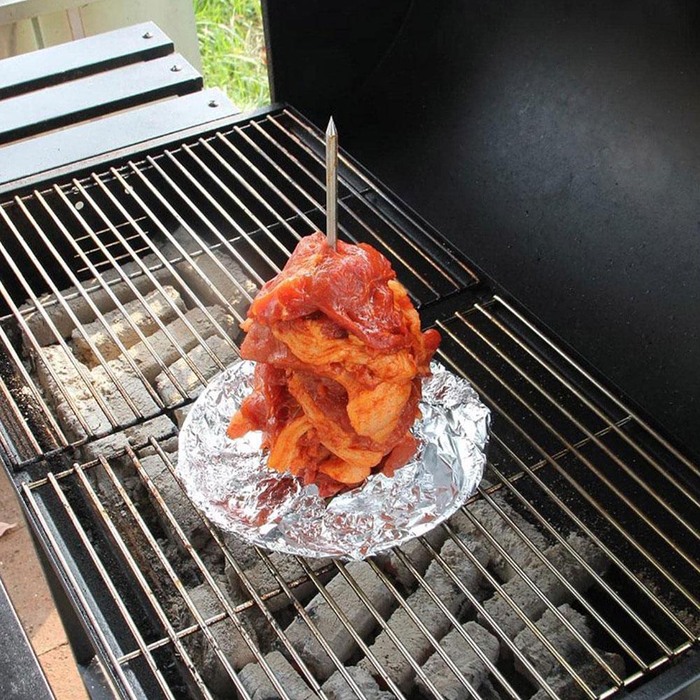 Spiedino Verticale in Acciaio Inossidabile per Bistecca Birra Barra Metallica Griglia per Barbecue Spiedini di Ricambio con Manico Accessori Affumicatore