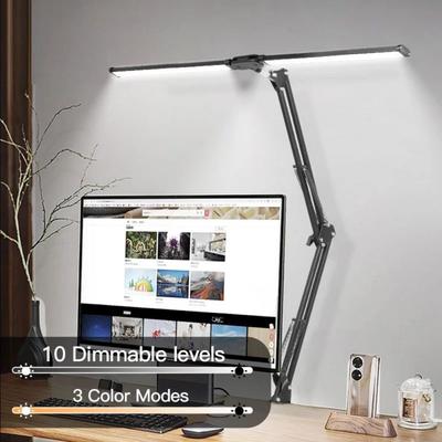 Çift Başlıklı LED Masa Lambaları Kısılabilir LED Bilgisayar Monitör Işığı Ayarlanabilir USB Masa Lambası Ofis Çalışma Okuma Aydınlatma Armatürü