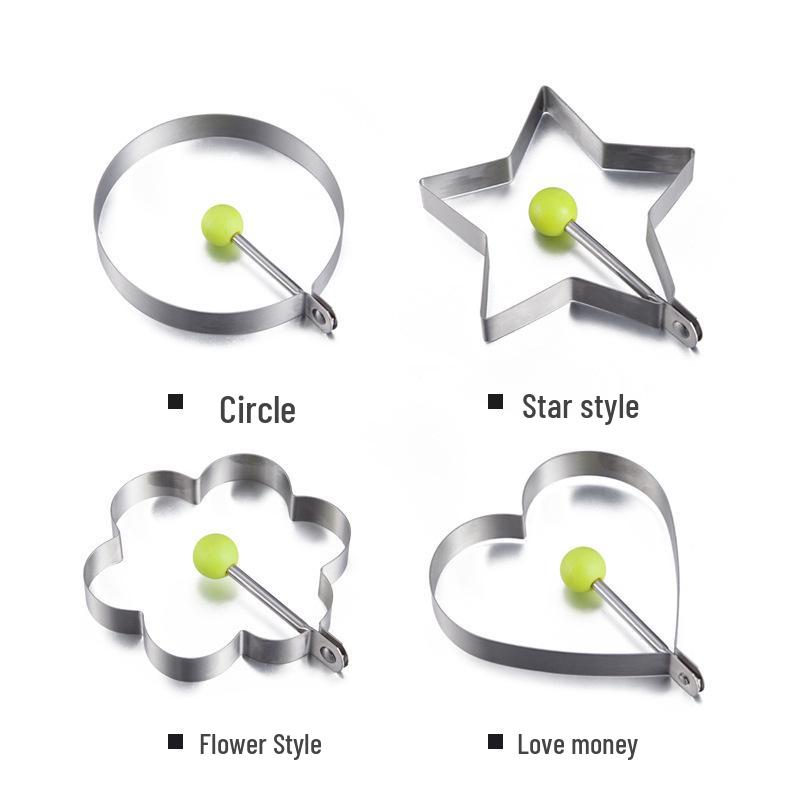 Heart-Shaped Stainless Steel Fried Egg & Rice Ball Mold Set