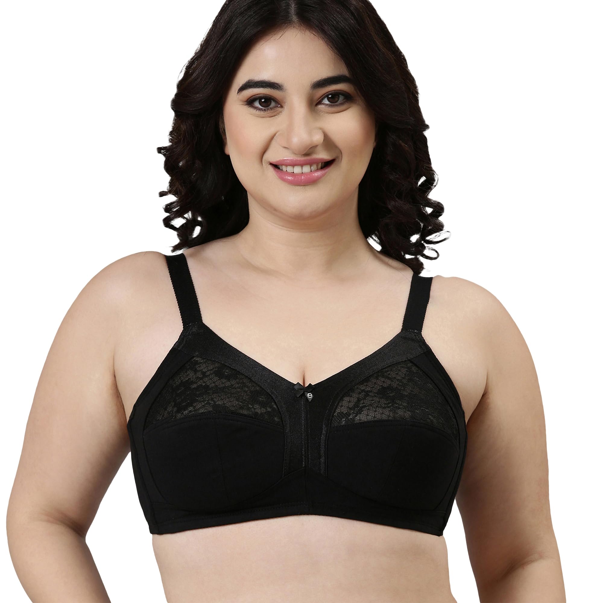 

Enamor A014 Super Contouring M-Frame Full Support Bra - Supima Cotton, Non-Padded, Wirefree & Full Coverage Black 36C чёрный