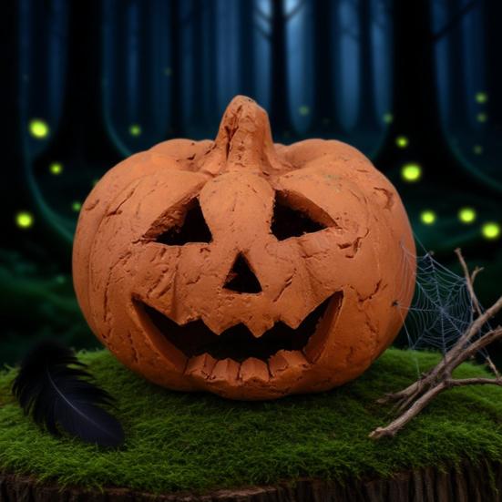 Handcrafted Pumpkin Statue Hand-Carved Resin Pumpkin Figurine Halloween Tabletop Ornament for Home Party Decor