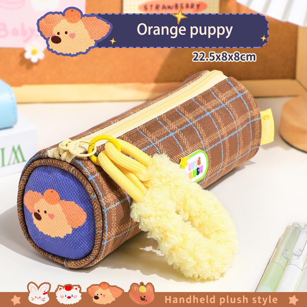 

Large capacity non collision pencil case, pencil case with grid pattern, hand-held student stationery storage bag сливовый