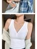 K3019 Threaded Button V-Neck Camisole - Women's Slim-Fit Cotton Top, Spring/Summer Style