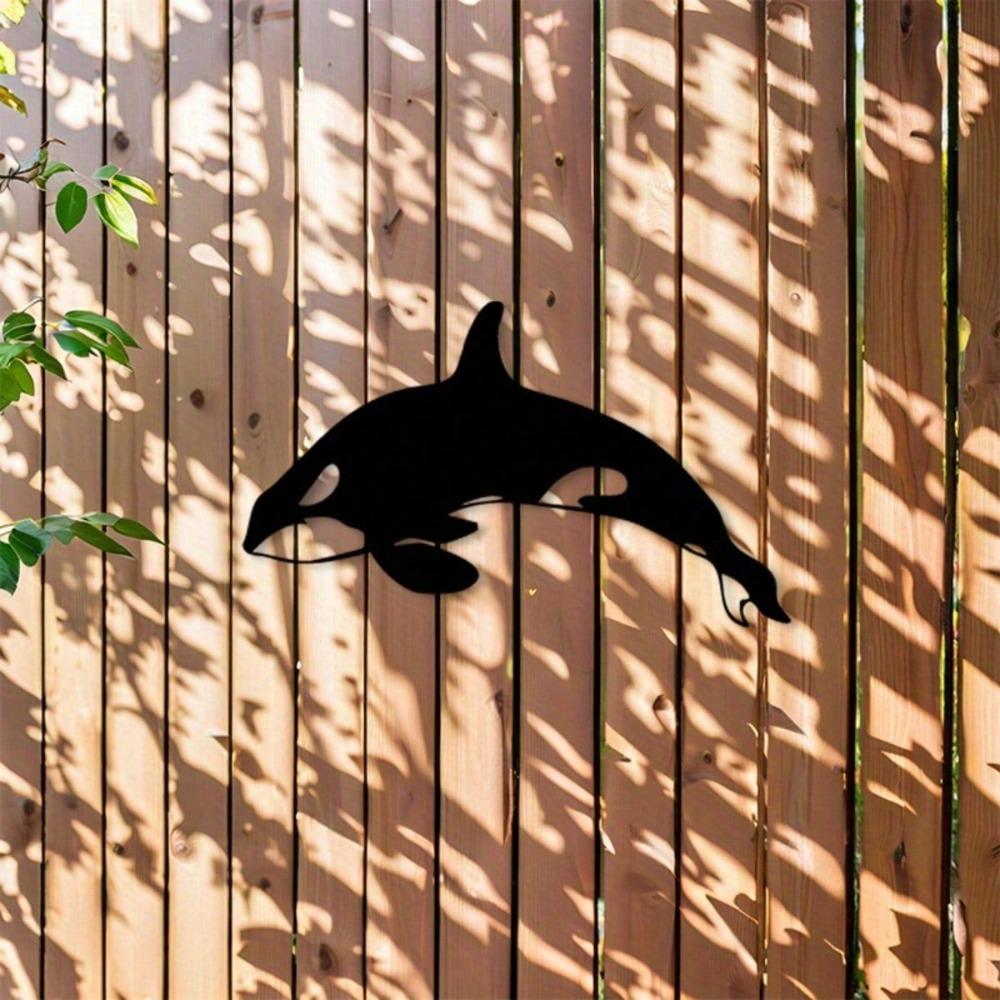 Orca Metal Wall Art Black Whale Silhouette Durable Iron Coastal Decor for Ocean Theme Room Beach House Indoor Outdoor Waterproof Gift for Whale Lovers