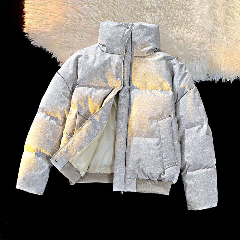 

Мужская зимняя утолщенная теплая стеганая куртка из хлопка со стойкой, молодежная повседневная свободная хлопковая куртка 3XL светло-серый
