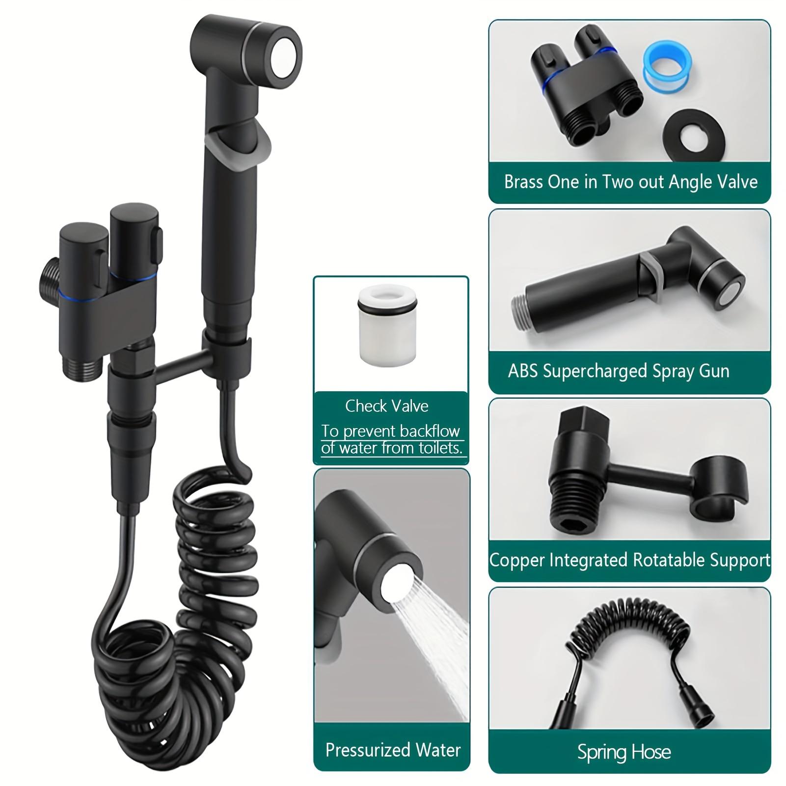 Black Shattaf Bidet Sprayer Modern Design Stainless Steel Bidet All Sizes Handheld Bidet Sprayer Set for Hotel Toilets (Black,ABS + Stainless Steel) чёрный