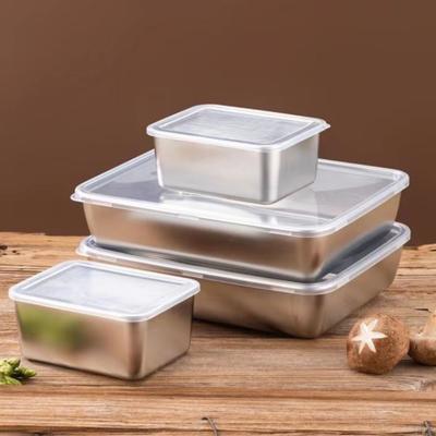With Lid Square Plate Stainless Steel Food Storage Pan Commercial Dish Tray Kitchen Cooking Tools