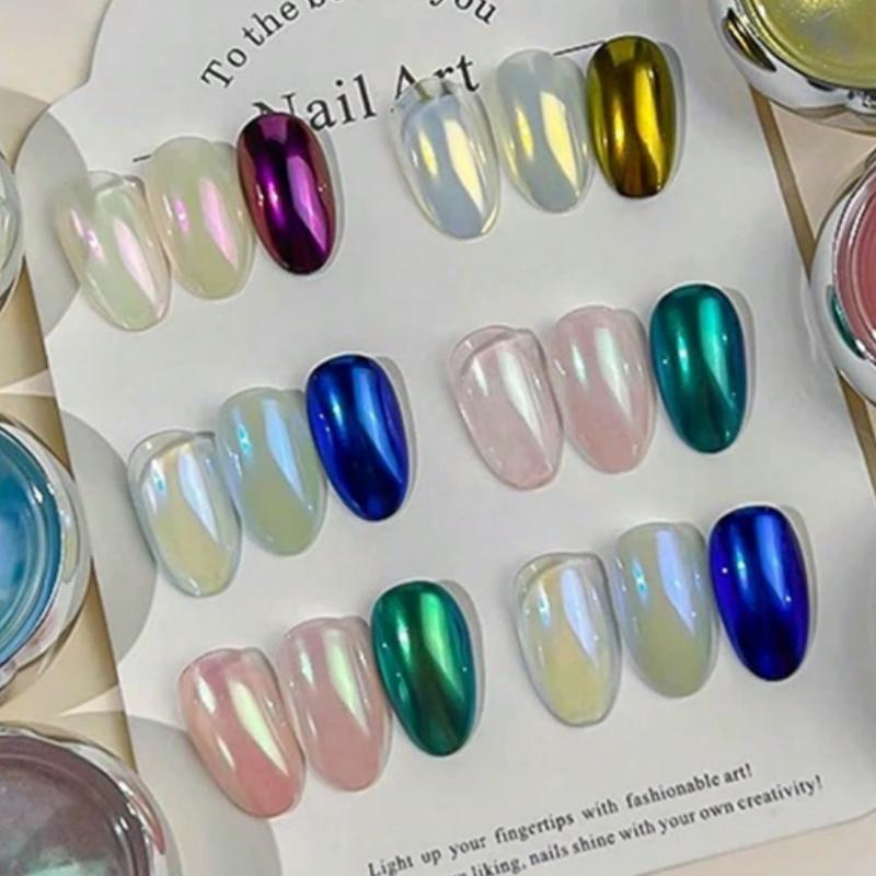 16 barev Kouzelný zrcadlový prášek na nehty Třpytivý třecí prach Pigment na manikúru Y2K Metalický holografický prášek na lakování nehtů