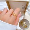 Real Gold Round T-Shaped Small Ring Opening Adjustable Simple Jewelry Japanese Ring Couple Ring