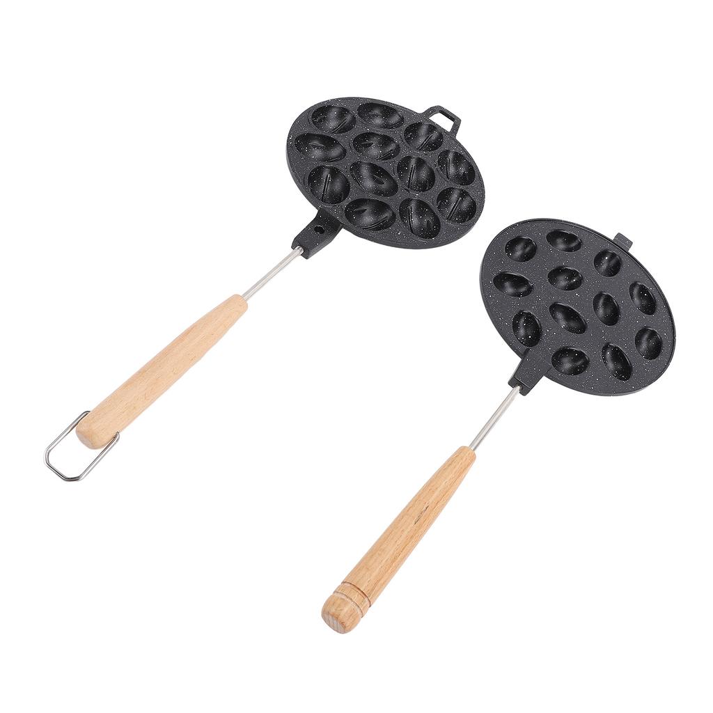Walnut Cookie Maker 12 Holes Anti Stick Aluminum Alloy Composite Wood Nut Cookie Shaped Maker Pan for Cakes Egg Waffle