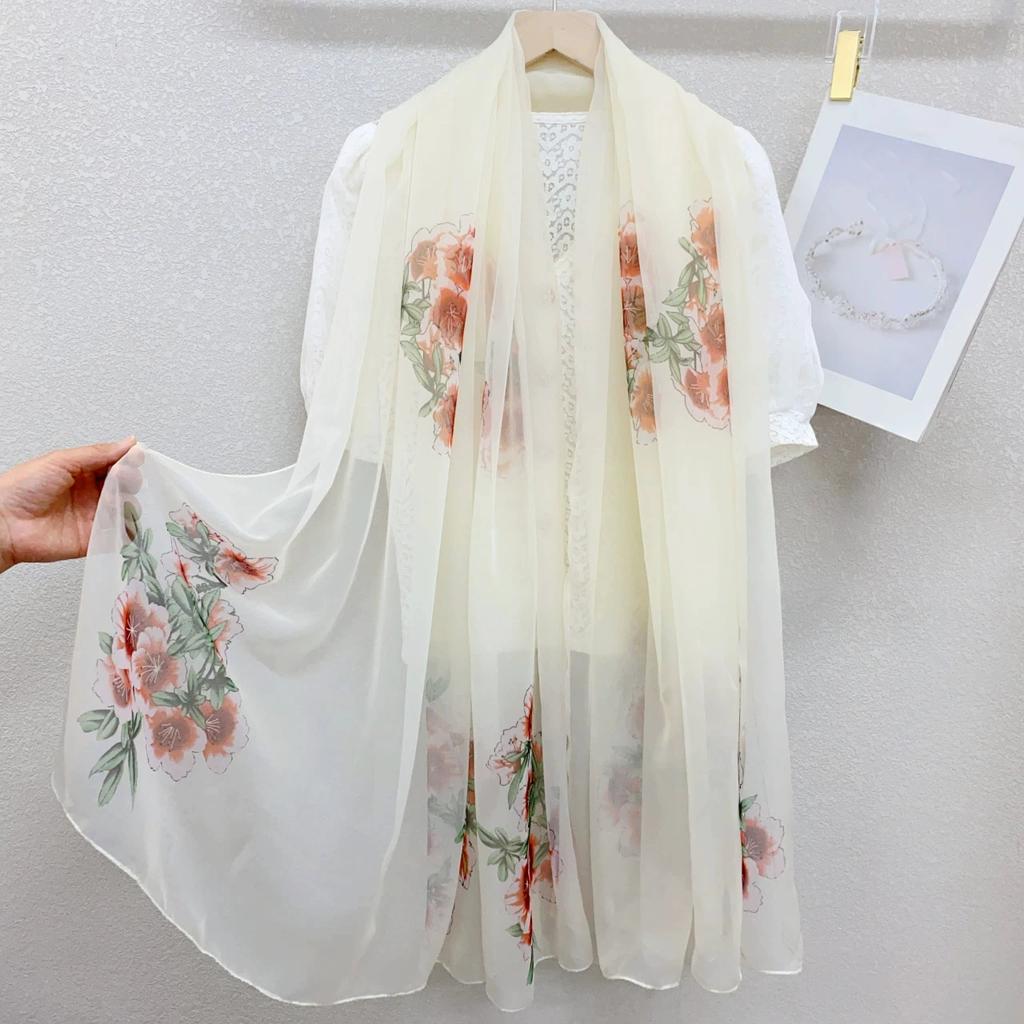 Luxury Silk Scarf Hijab Women Soft Warm Pashmina Neck Beach Stoles  Head Scarves Echarpe Shawl Large Wrap Echarpe Bandana