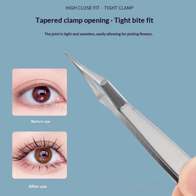 Lash Extension Tweezers Anti Slip Stainless Steel Curved Tip Straight Tweezers High Precision Nail Art Makeup Beauty Tools
