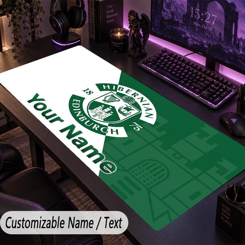 Custom Text Big Mousepad, Extended Desk Pad For Laptop Work GameHibernian FC