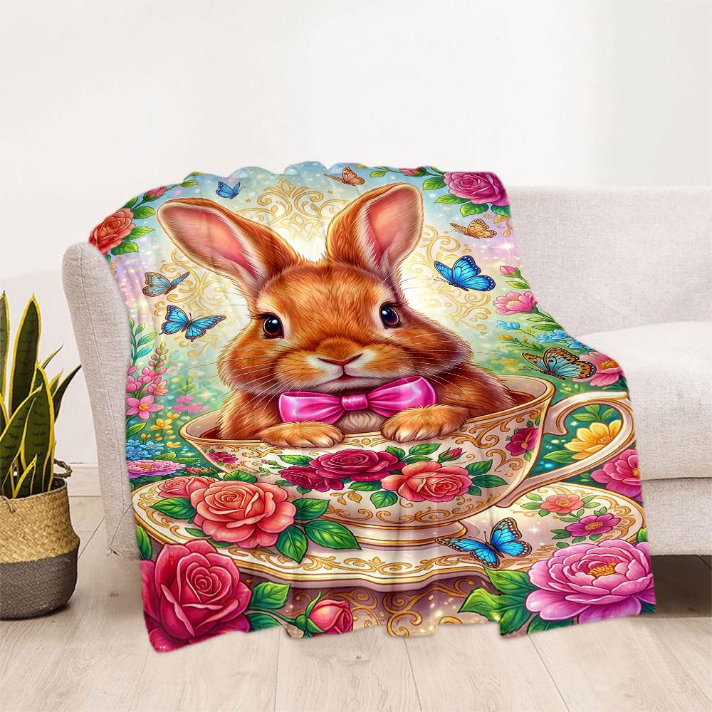 Springtime Bunny Garden Blanket,Suitable for sofas, offices, travel, living rooms, Gifts to relatives and friends, Blanket,Suitable for all seasons.