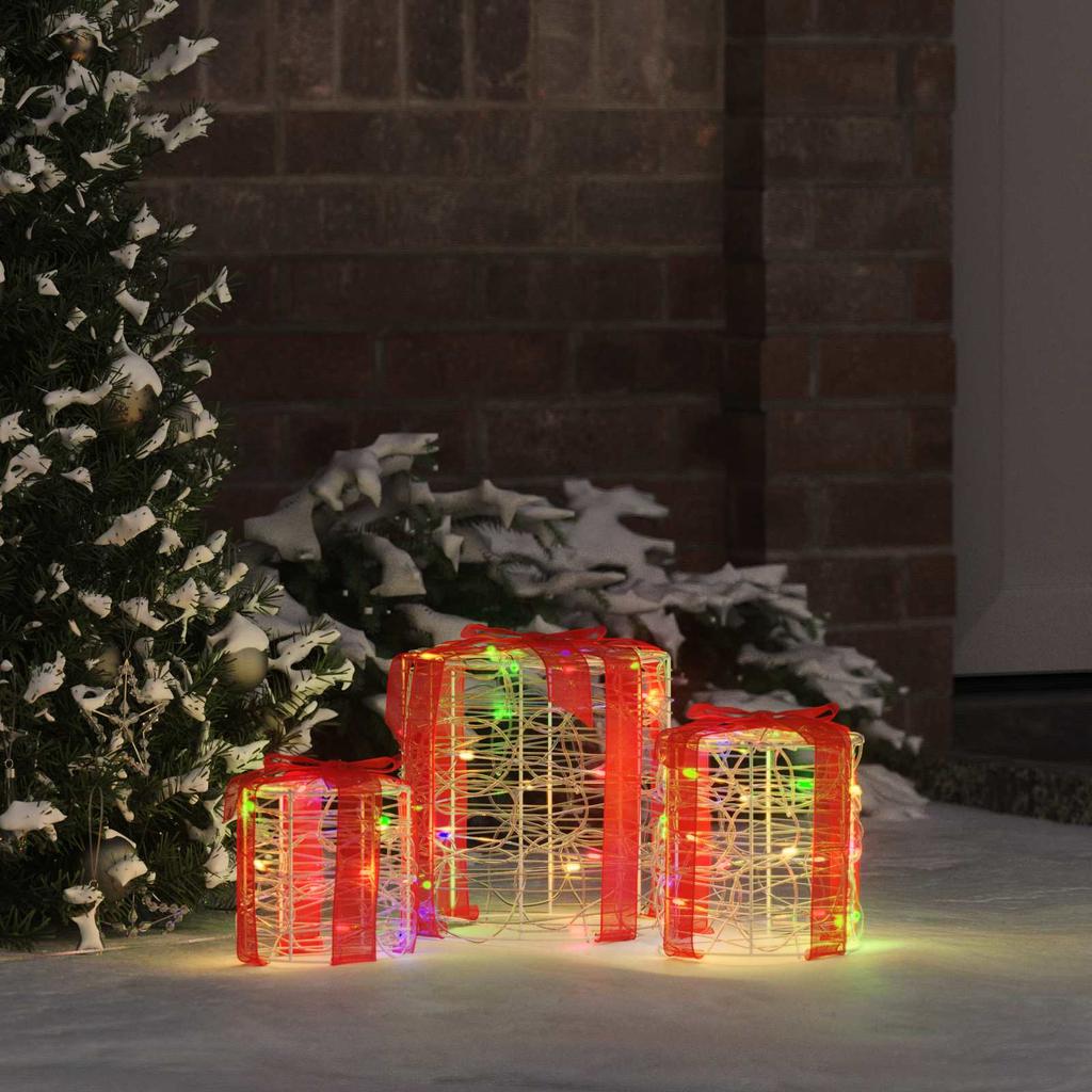 Gift Box Decoration Set 3 pcs Multicolored 20 x 20 x 21 cm Acrylic