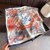 Oriental Aesthetic Simulation Silk Printing Silk Scarf Square Scarf High-end Shawl Sunscreen Neck Small Square Scarf Headscarf Female
