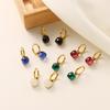 CARLIDANA Colorful Double White Black Square Stone Drop Earring 18k Gold Plated Stainless Steel Earrings For Women Jewelry