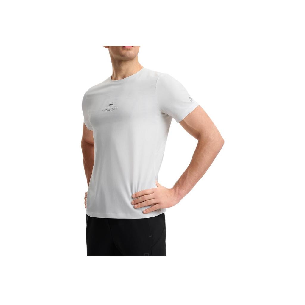 FILA Fitness Series Letter Fashion Versatile Knitted Short Sleeve T-Shirt Men Tops Starlight-White A11M511104F-WT