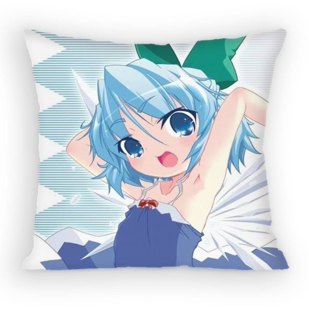 TOUHOU Project Cirno Cute Anime Girl Pillow Case Sofa Living Room Bedroom Headboard Backrest Cushion Square Cushion Nap Time