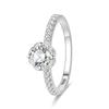 925 Sterling Silver Floral Halo Ring Round Cut CZ Solitaire Engagement Ring for Women Wedding Anniversary Fine Jewelry Gift