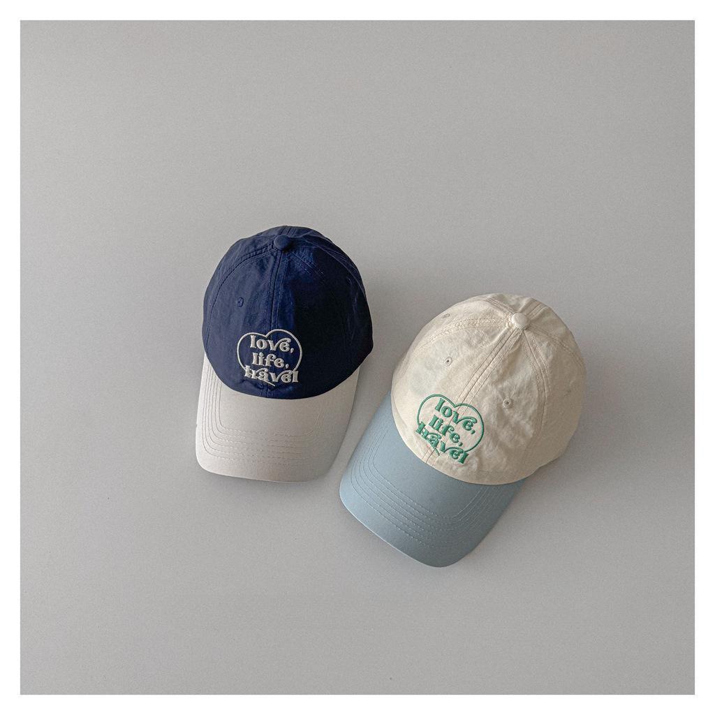 Summer New Children's Fashion Color Matching Sunscreen Baseball Cap Trendy Baby Retro Letter Embroidery Versatile Cap