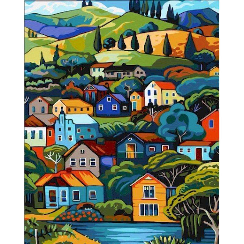

CHENISTORY Landscape Paint By Number On Canvas Abstract Hand Painting Art Gift DIY Pictures By Drawing Numbers Kits Home Decor 40x50cm no frame