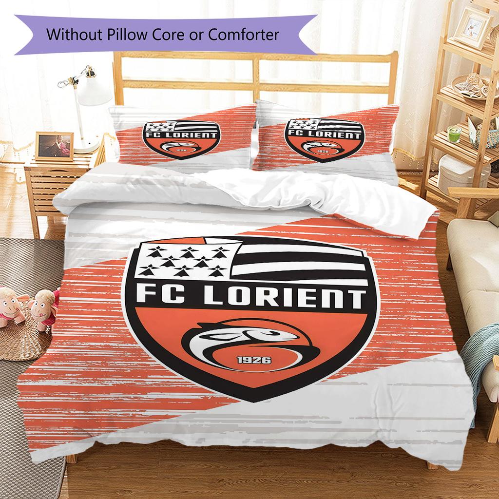 FC Lorient Bettwäsche Steppdecke Set Bettbezug Kissenbezug Heimdekoration Geburtstagsgeschenk (1 Bettbezug + 2 Kissenbezüge, ohne Füllung)