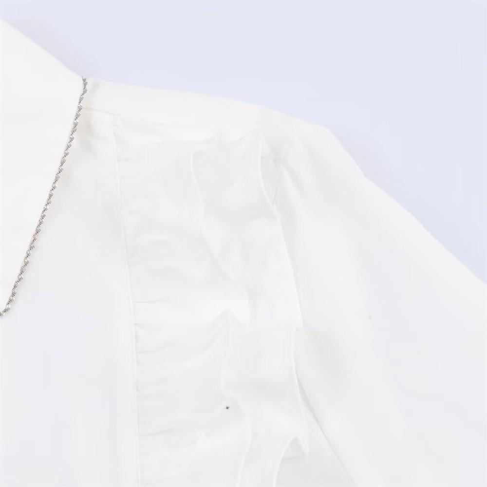 Winter 2025 European & American Style Beaded Lapel Poplin Shirt