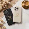 Capa de Couro Sintético com Nome Personalizado para iPhone 17 16 15 14 13 Pro Max Plus Air Personalizada Hot Gold Foil Coração Gravado Letra