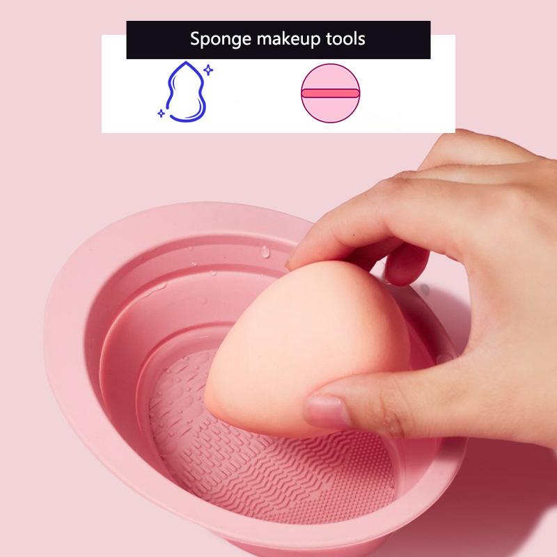 Foldable Silicone Makeup Brush Cleaning Bowl Powder Puff Washing Soft Mat Eyeshadow Brushes Clean Tools Scrubber Box