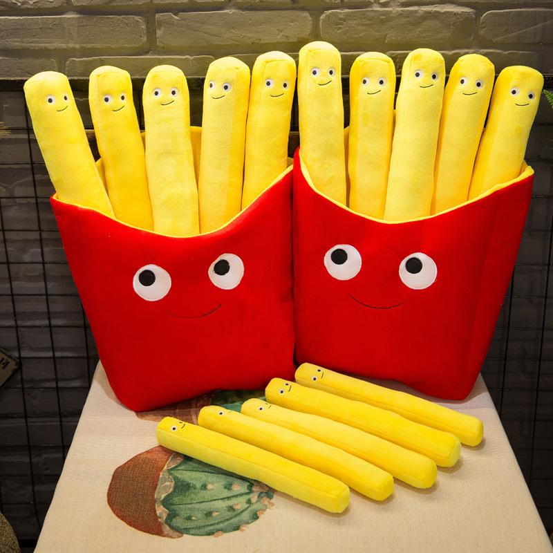 Creative Cartoon Simulation Fries Pillow Plush Toys Children's Doll Photography Props Sofa Pillow Birthday Gift