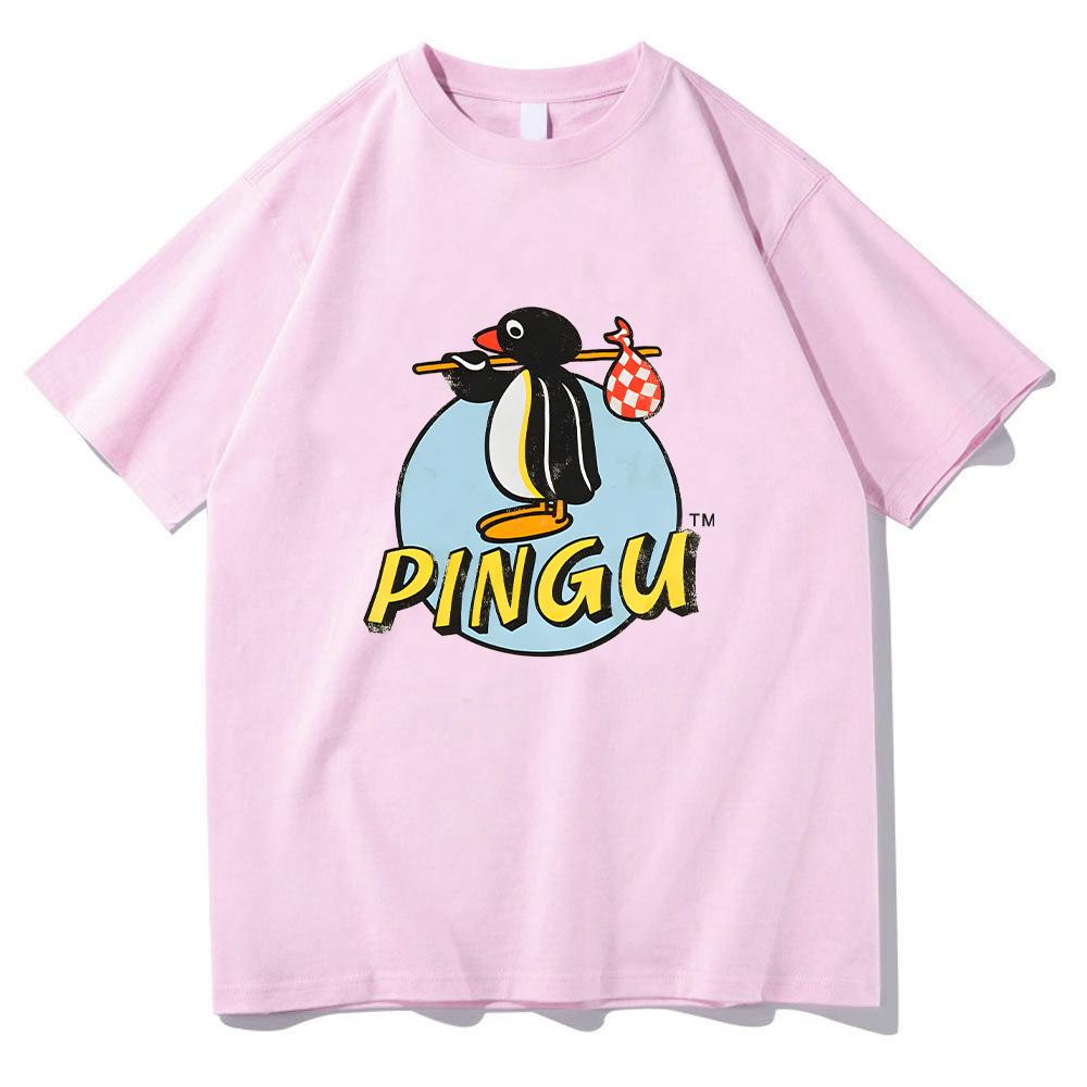 Pingu Classic Logo Natural TShirt Women Unisex Round Neck Penguin Tee Shirt Harajuku Clothes Classic Comfortable Chic YK Clothing