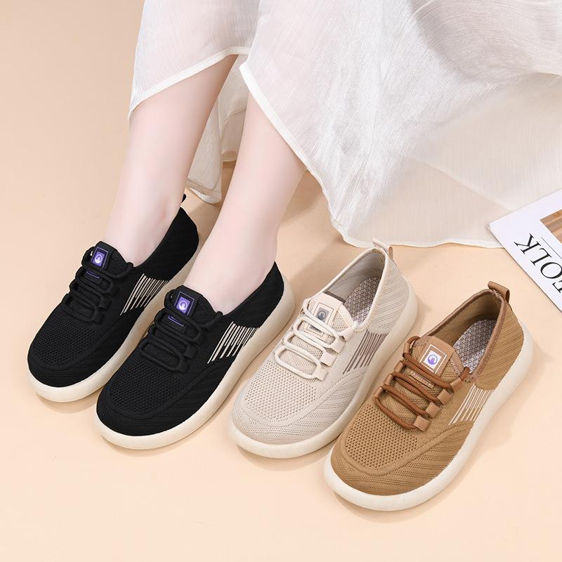 Shoes Women's Spring New Fashionable Versatile Single Shoes Women's Mesh Breathable Lazy Comfortable Lightweight Wear-resistant Women's Shoes