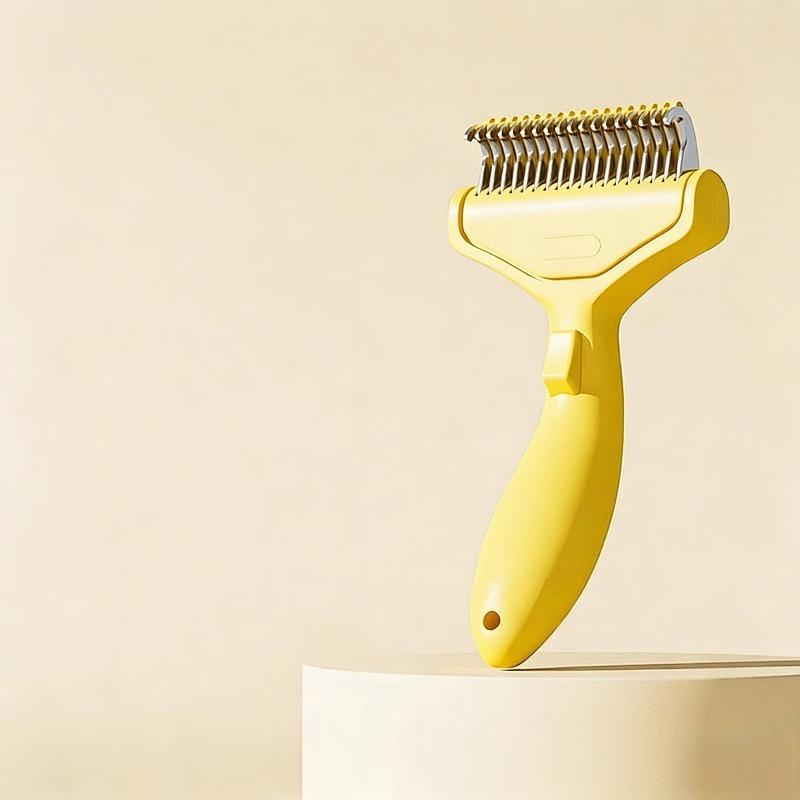 

Pet Hair Removal Comb Curved Stainless Steel Teeth for Dogs Cats Detangling Brush for Long Thick Hair Professional Grooming Tool жовтий