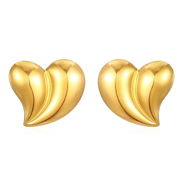 Wind Splicing Color Stainless Steel Love Earrings Women's Trend Plated 18K Gold Light Luxury Earrings