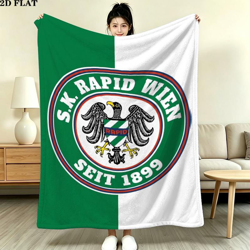 Sk Rapid Wien Print Flannel Blanket, High quality Comfortable for All Seasons, Home Decor, Warmth and Comfort, Perfect for Christmas Gifts